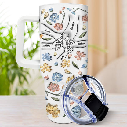 Hand In Hand, I Will Always Protect You - Gift For Mom, Grandma - 3D Inflated Effect Printed Cup, Personalized Tumbler With Straw