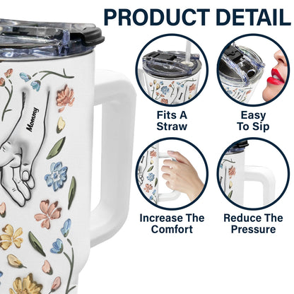 Hand In Hand, I Will Always Protect You - Gift For Mom, Grandma - 3D Inflated Effect Printed Cup, Personalized Tumbler With Straw