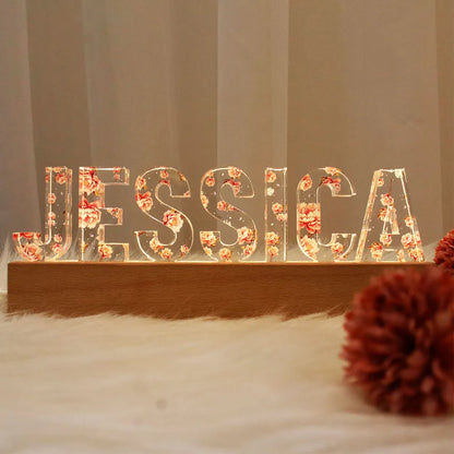 Custom Flower Printed LED Night Light, Birth Month Flower, Gift For Mom, Gift For Grandma