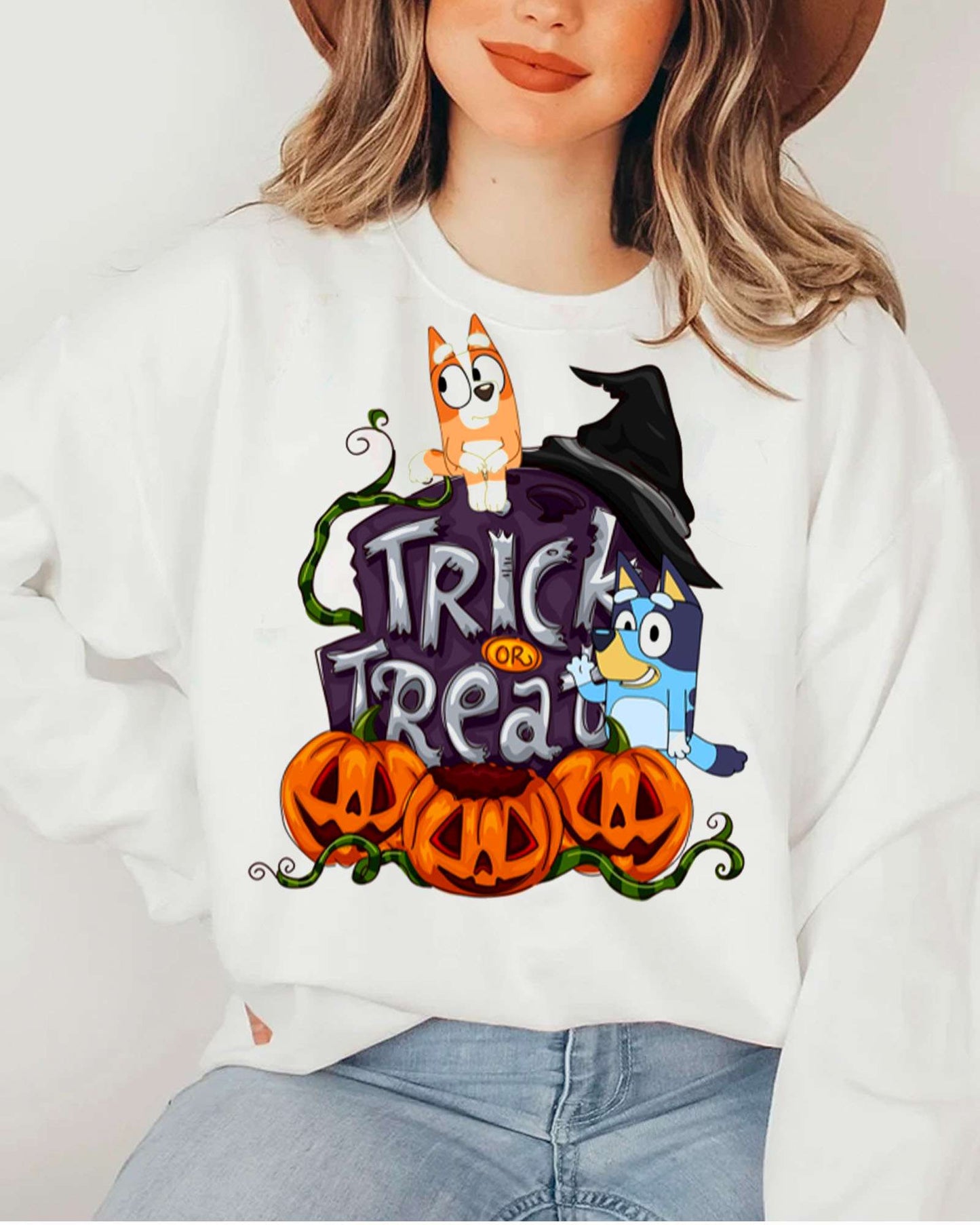 Bluey Trick or Treat Halloween  Sweatshirt