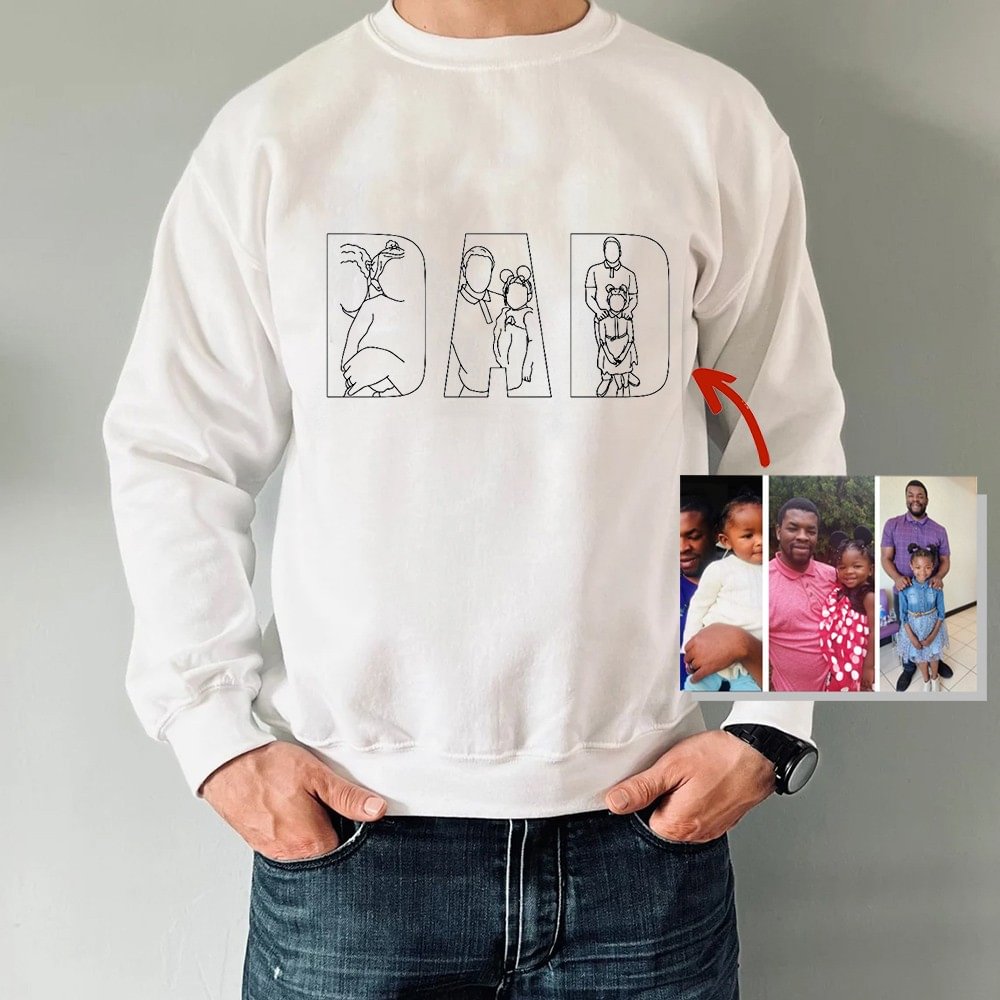 Custom Dad Embroidered Sweatshirt with Kids Names Sleeve