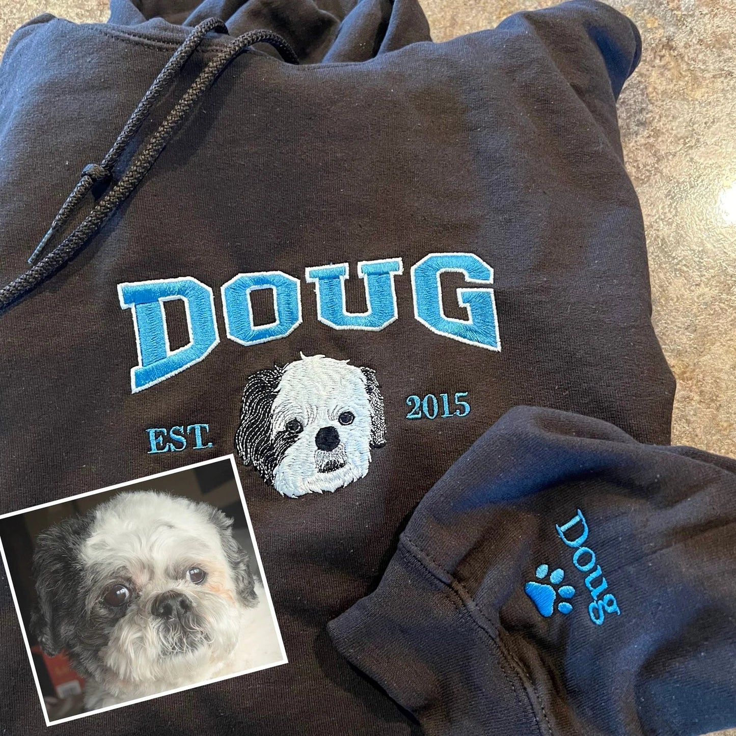 50%off⭐️Custom Embroidered Hoodie/Sweatshirt With Pet Portrait