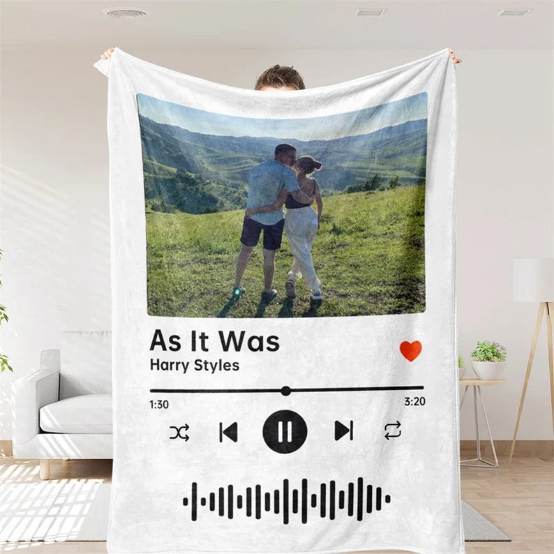 Custom Music and Photo Starlight Blanket