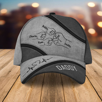 Daddy's Team Fist Bump Personalized Classic Cap, Father's Day Gift For Dad, For Grandpa, For Husband