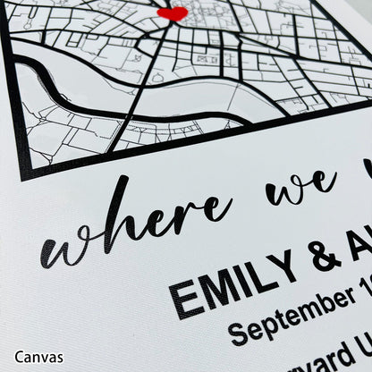 Personalized First Date Map Framed Gift For Couple