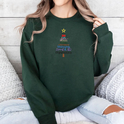 Christmas Album Tree Embroidery Sweatshirt Hoodie