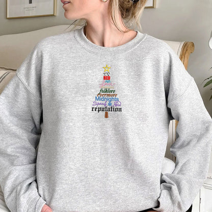 Christmas Album Tree Embroidery Sweatshirt Hoodie