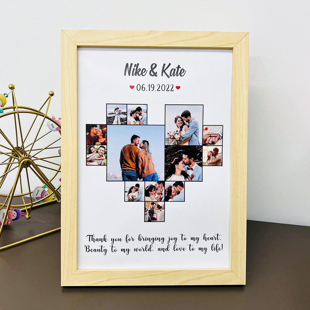 Custom Heart Photo Frame,  Heart Love Collage Anniversary Gift