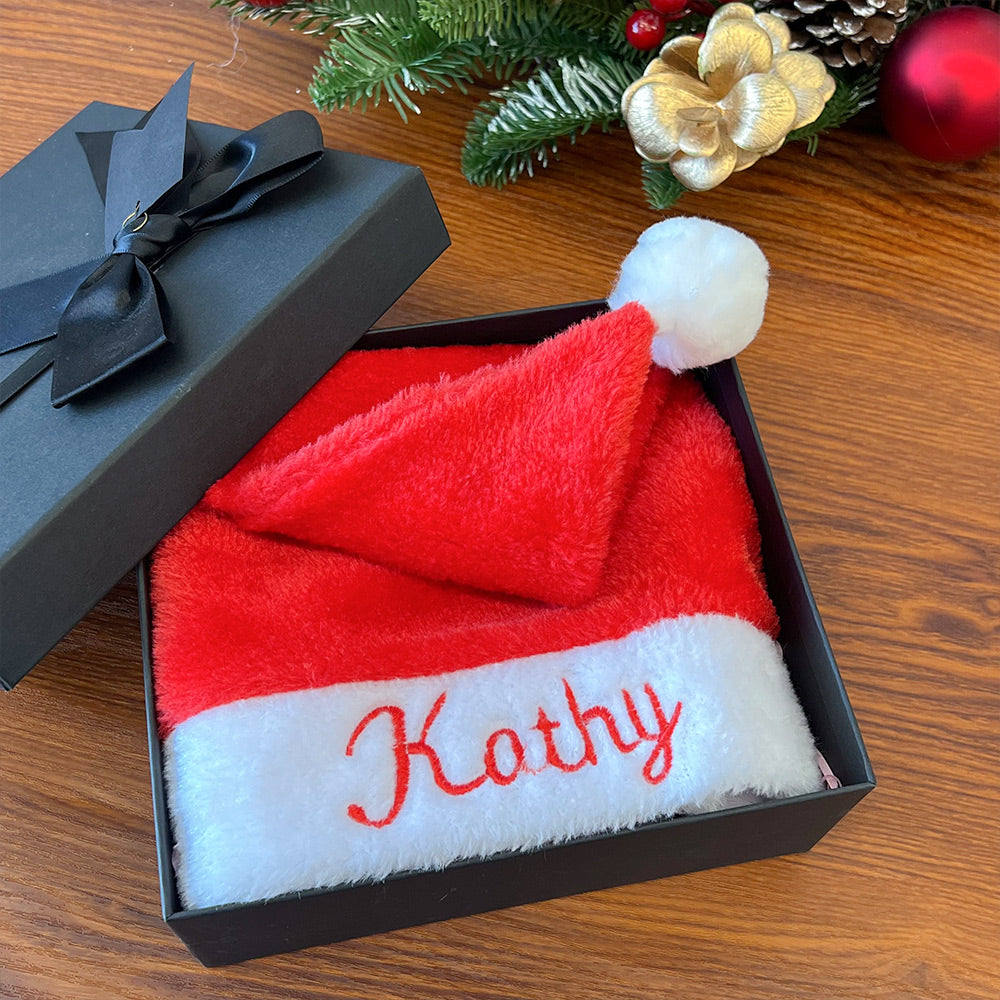 Embroidered Names Plush Velvet Santa Hat