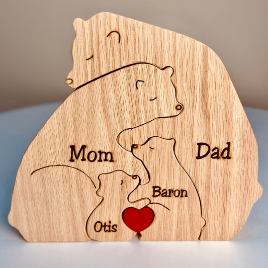 Family - Wooden Bears Family Puzzle - Wooden Animal Carvings