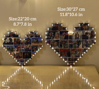 ⭐️Custom Heart Shape Photo Collage Lamp with Your Photos