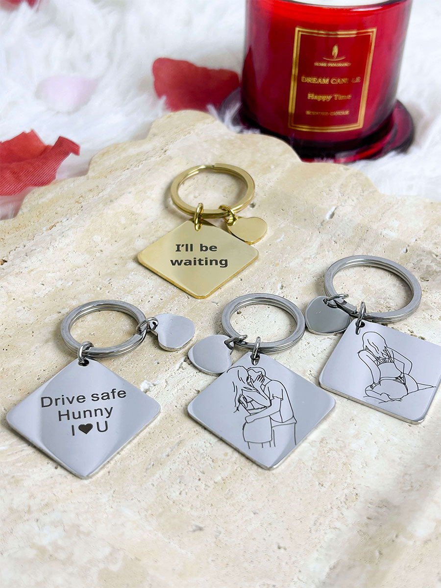 Custom Outlined Photo Spicy Key chain Valentines Day Gift