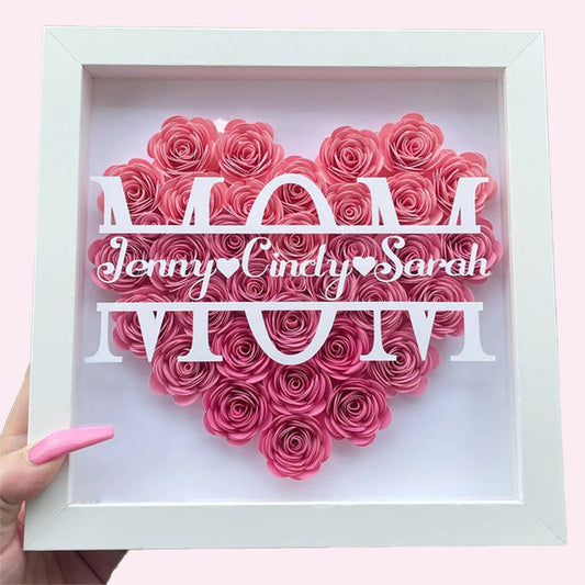 Personalized Mom Flower Shadow Box With Name For Mother's Day