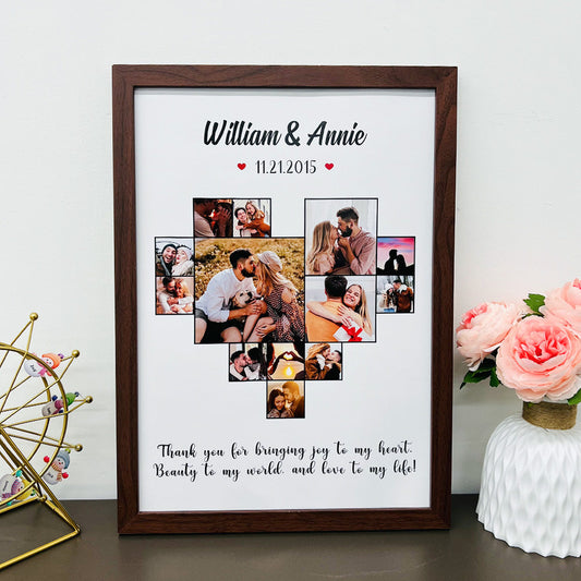 Custom Heart Photo Frame,  Heart Love Collage Anniversary Gift