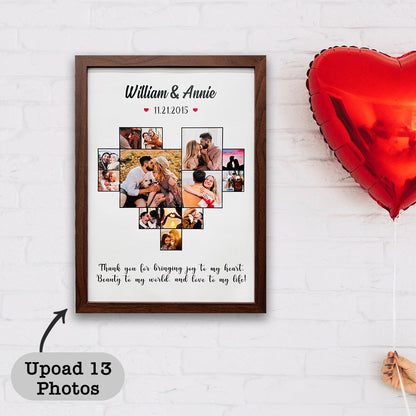 Custom Heart Photo Frame,  Heart Love Collage Anniversary Gift