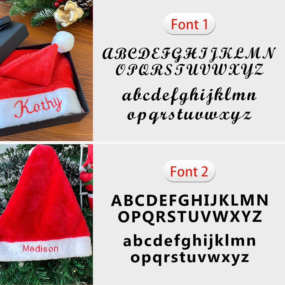 Embroidered Names Plush Velvet Santa Hat