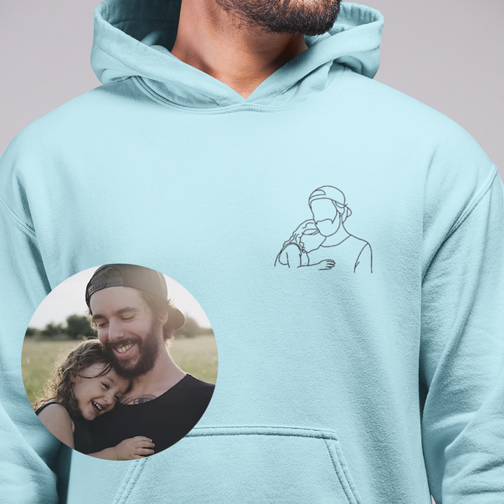 Personalized Photo Line Drawing Embroidered T-shirt/Sweatshirt/Hoodie