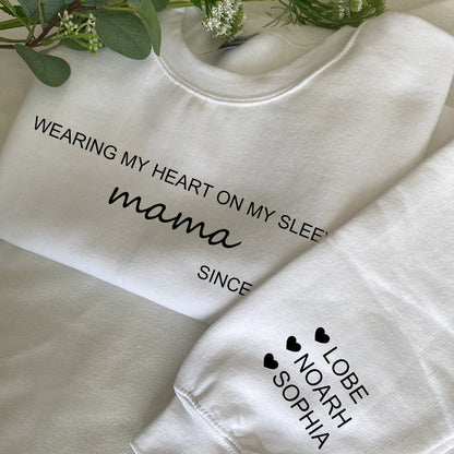 Wearing My Heart On My Sleeve Mama Hoodie