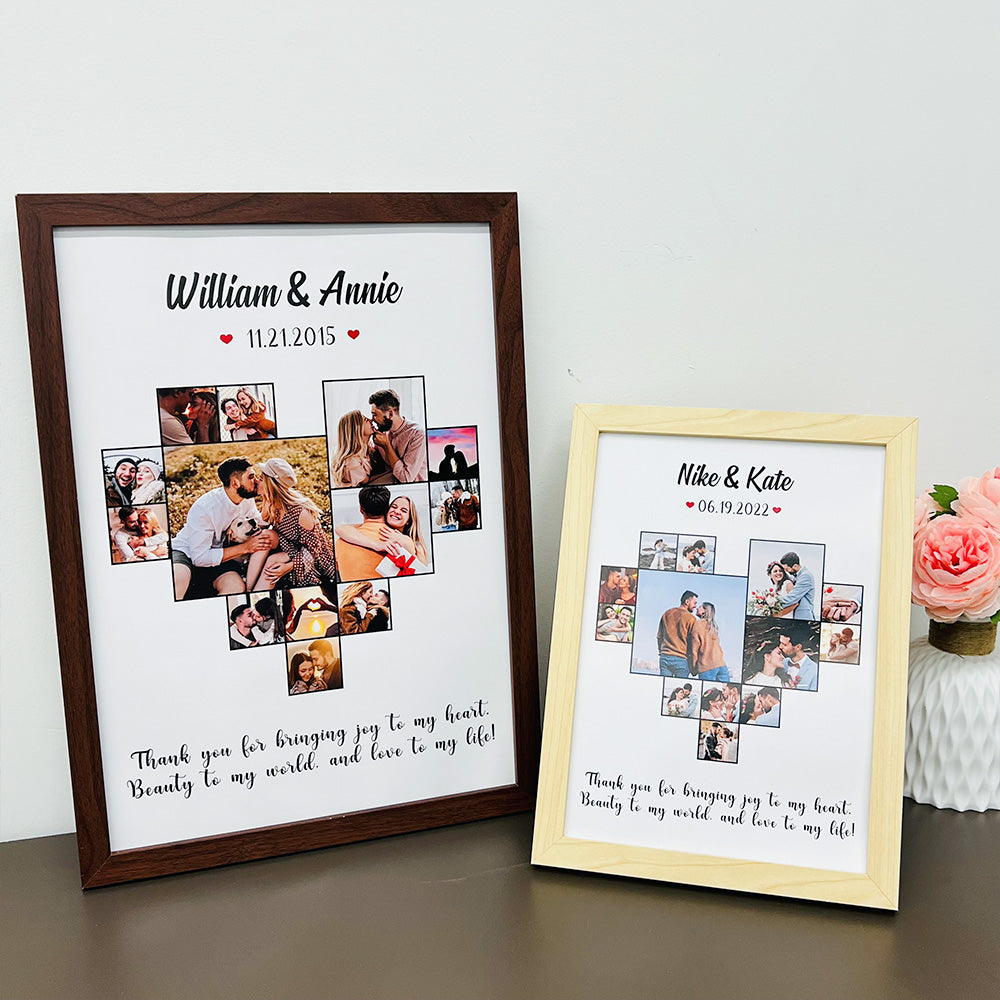 Custom Heart Photo Frame,  Heart Love Collage Anniversary Gift