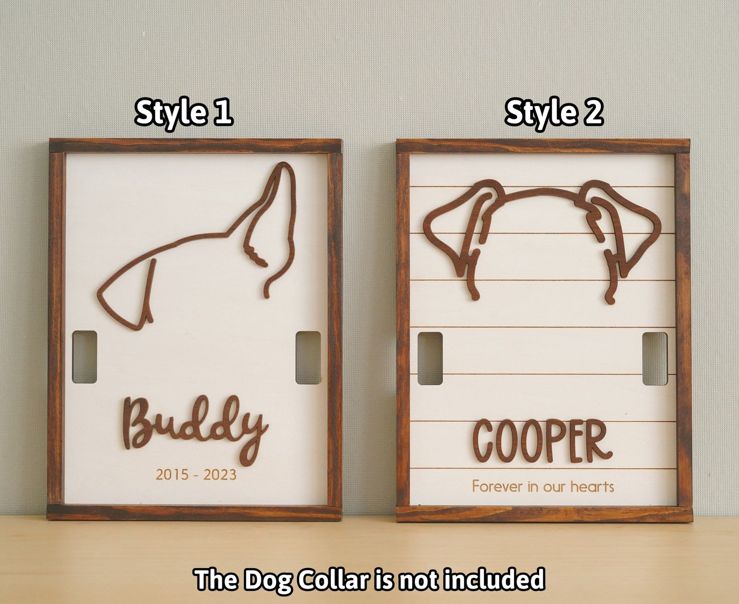 Personalized Pet Memorial Collar Wood Frame