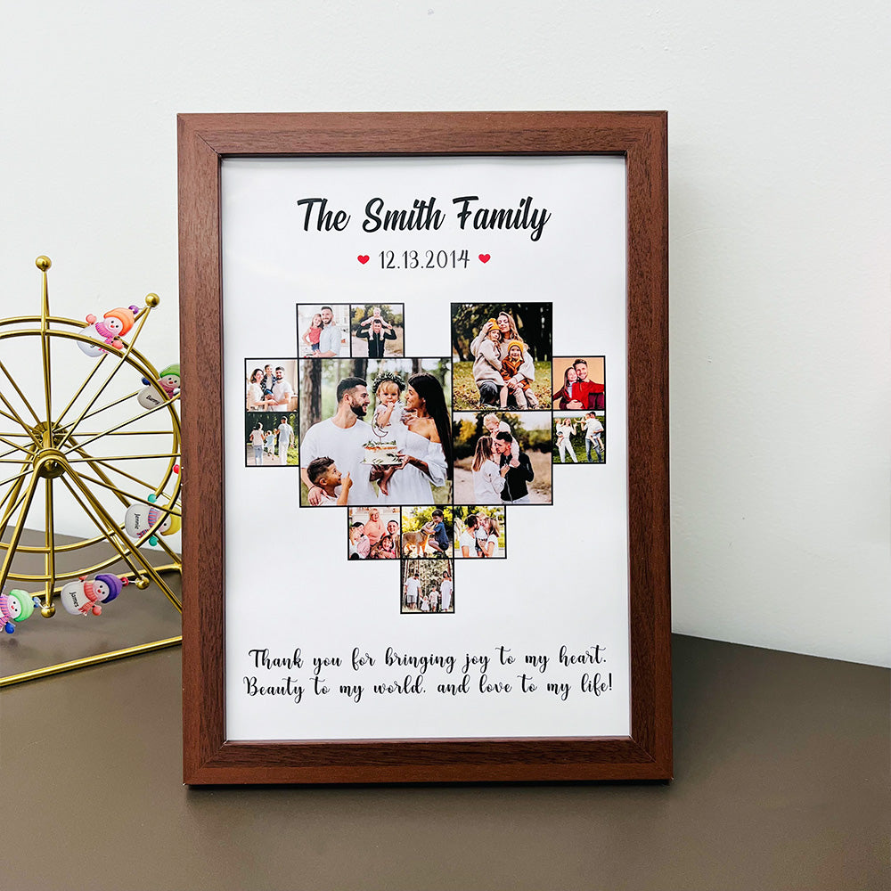 Custom Heart Photo Frame,  Heart Love Collage Anniversary Gift