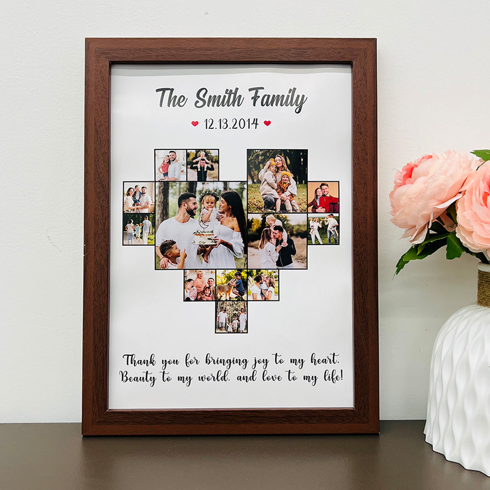 Custom Heart Photo Frame,  Heart Love Collage Anniversary Gift