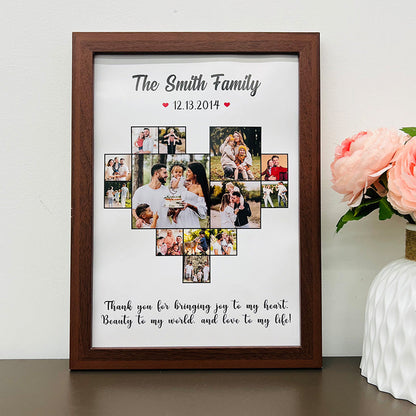 Custom Heart Photo Frame,  Heart Love Collage Anniversary Gift