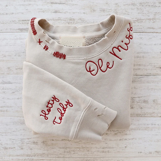 Giftforus™ Vintage Embroidered Handmade CrewNeck Hoodie