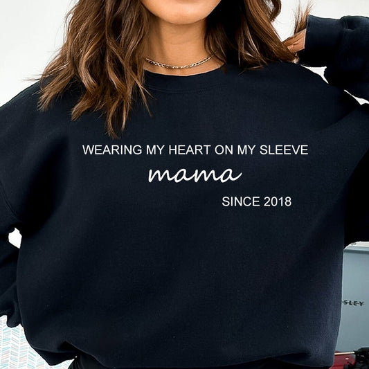 Wearing My Heart On My Sleeve Mama Hoodie