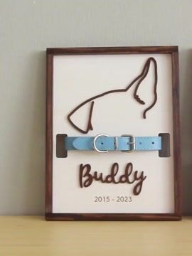 Personalized Pet Memorial Collar Wood Frame