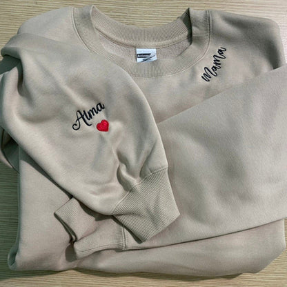 Custom Embroidered Mama Sweatshirt with Names on Sleeves