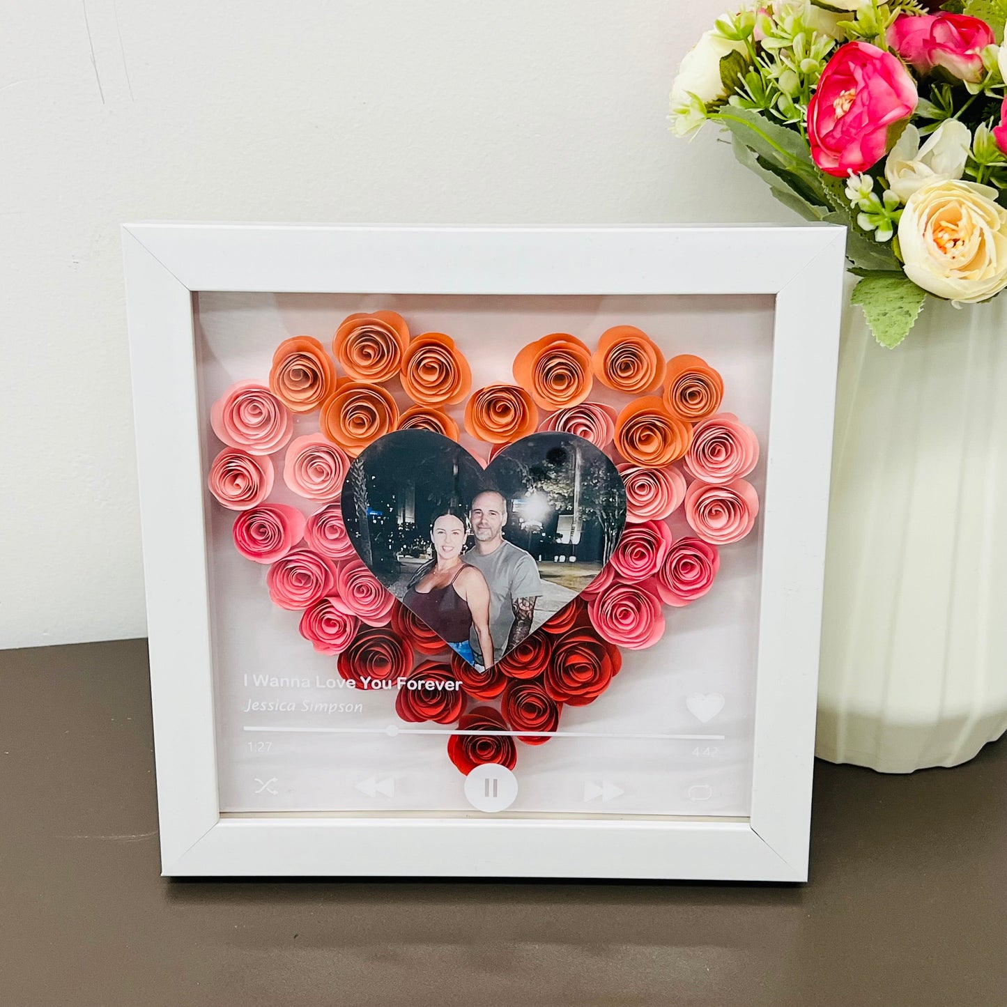 50%OFF⭐️Custom Heart Eternal Flower Shadow Box with Photo For Gift