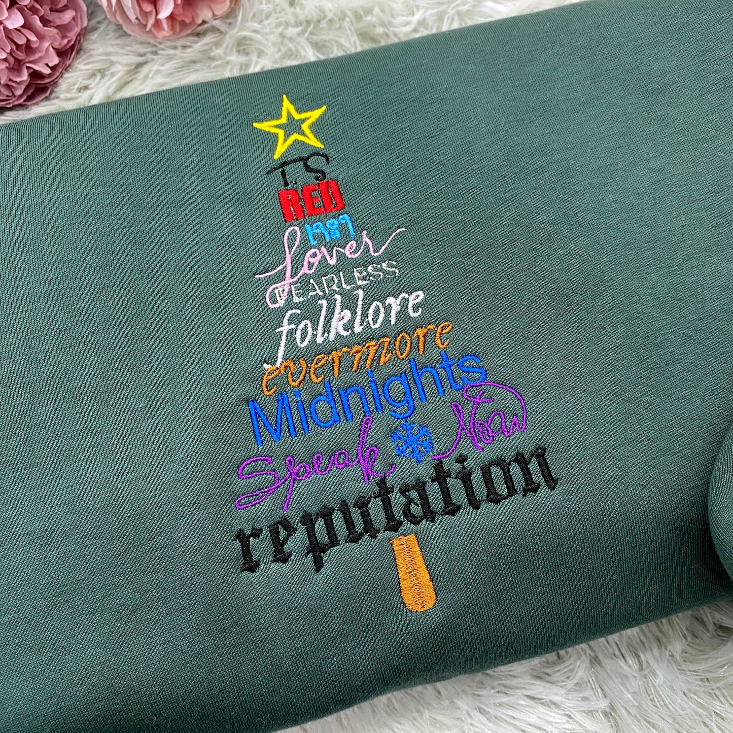 Christmas Album Tree Embroidery Sweatshirt Hoodie