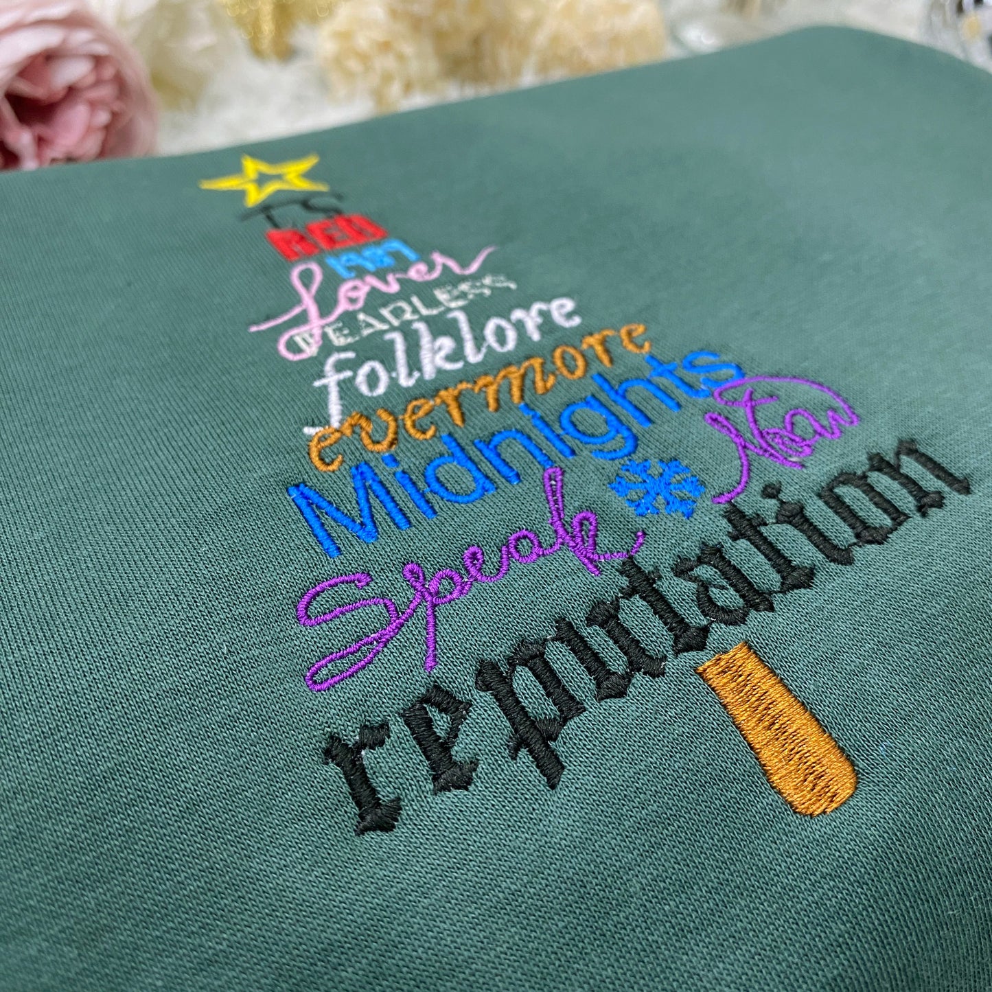 Christmas Album Tree Embroidery Sweatshirt Hoodie