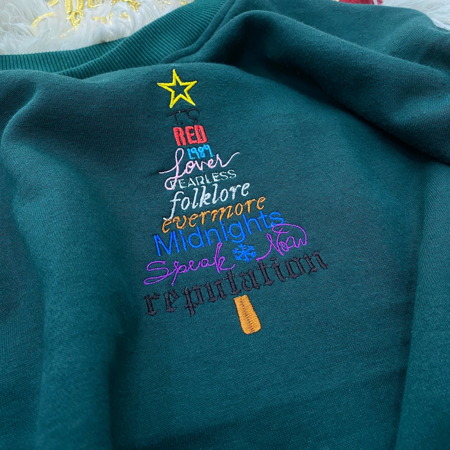 Christmas Album Tree Embroidery Sweatshirt Hoodie