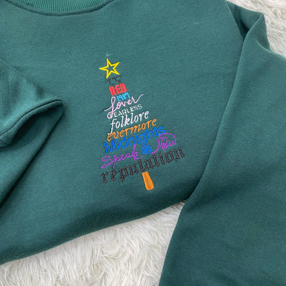 Christmas Album Tree Embroidery Sweatshirt Hoodie