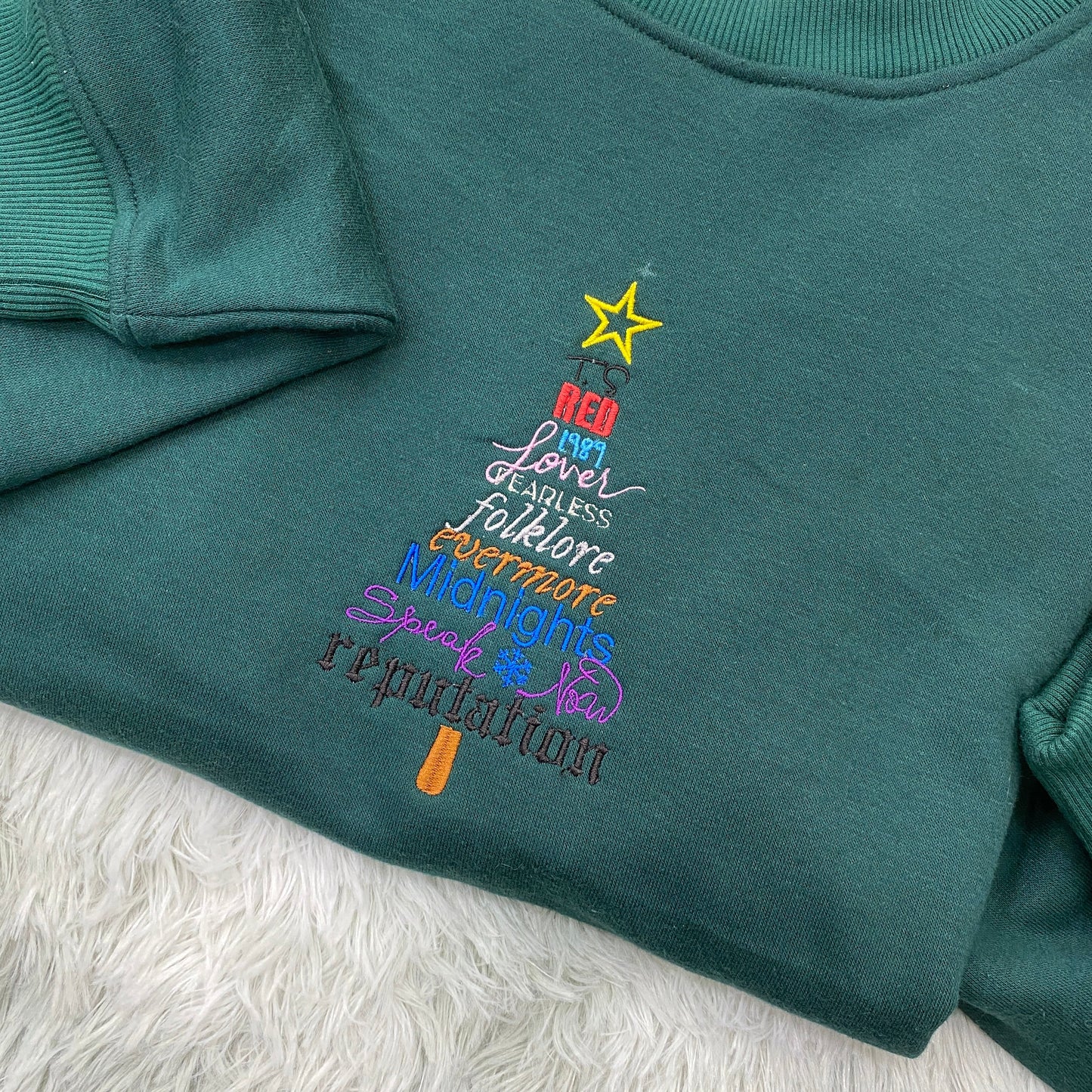 Christmas Album Tree Embroidery Sweatshirt Hoodie