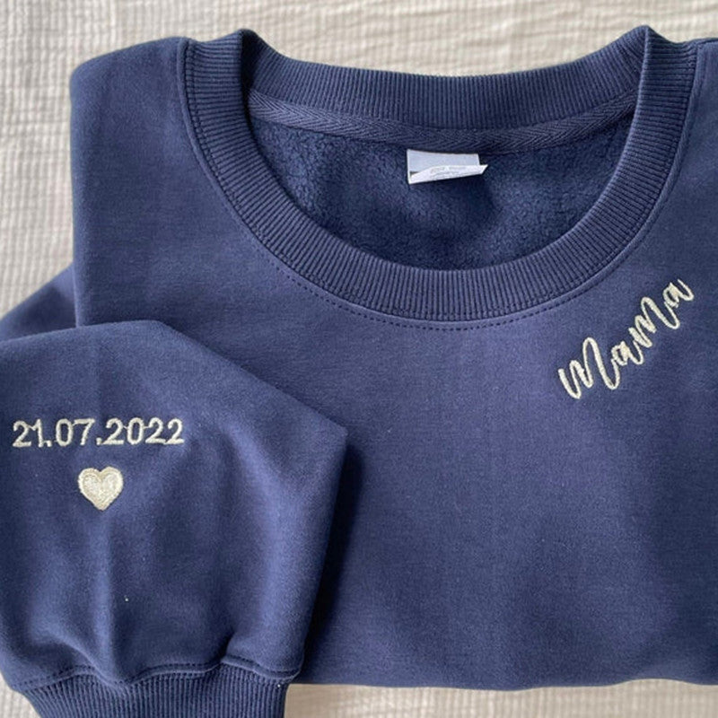 Custom Embroidered Mama Sweatshirt with Names on Sleeves