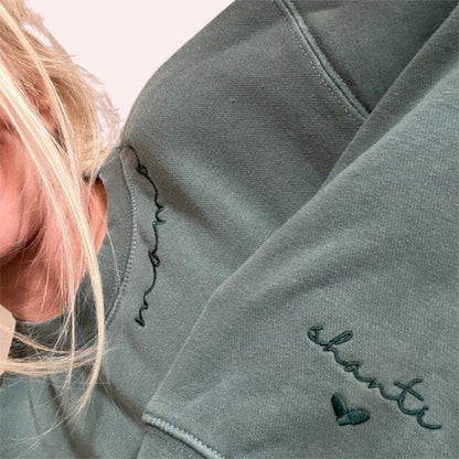 Custom Embroidered Mama Sweatshirt with Names on Sleeves