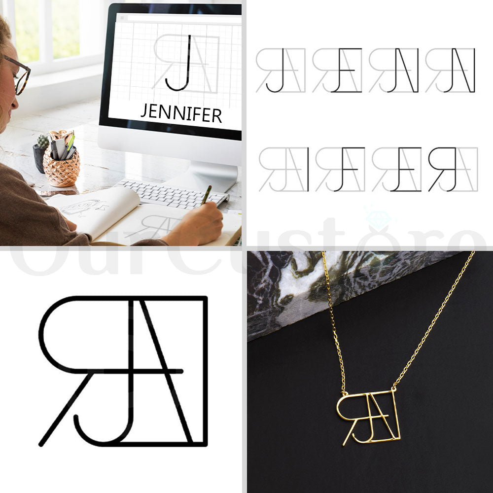 Personalized Unique Design Name Monogram Logo Necklace