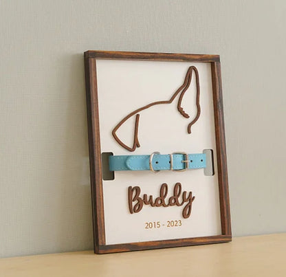 Personalized Pet Memorial Collar Wood Frame