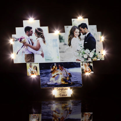 ⭐️Custom Heart Shape Photo Collage Lamp with Your Photos