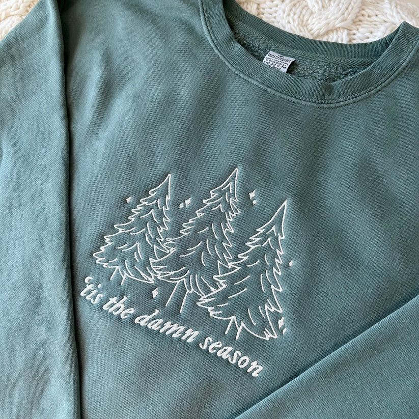 Tis The Damn Season Dark Green Embroidered Sweatshirt - Buy 1 Get 50% OFF